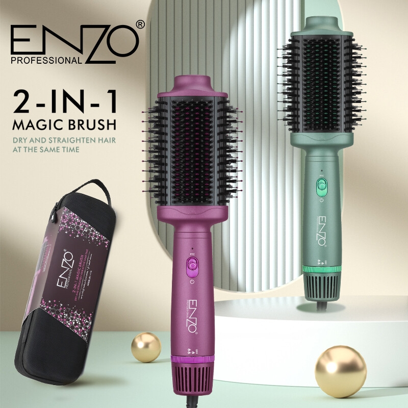 Enzo EN-4110 Brosse Sèche-cheveux électrique à air chaud à ions négatifs Brosse à lisser Peigne 1500W image