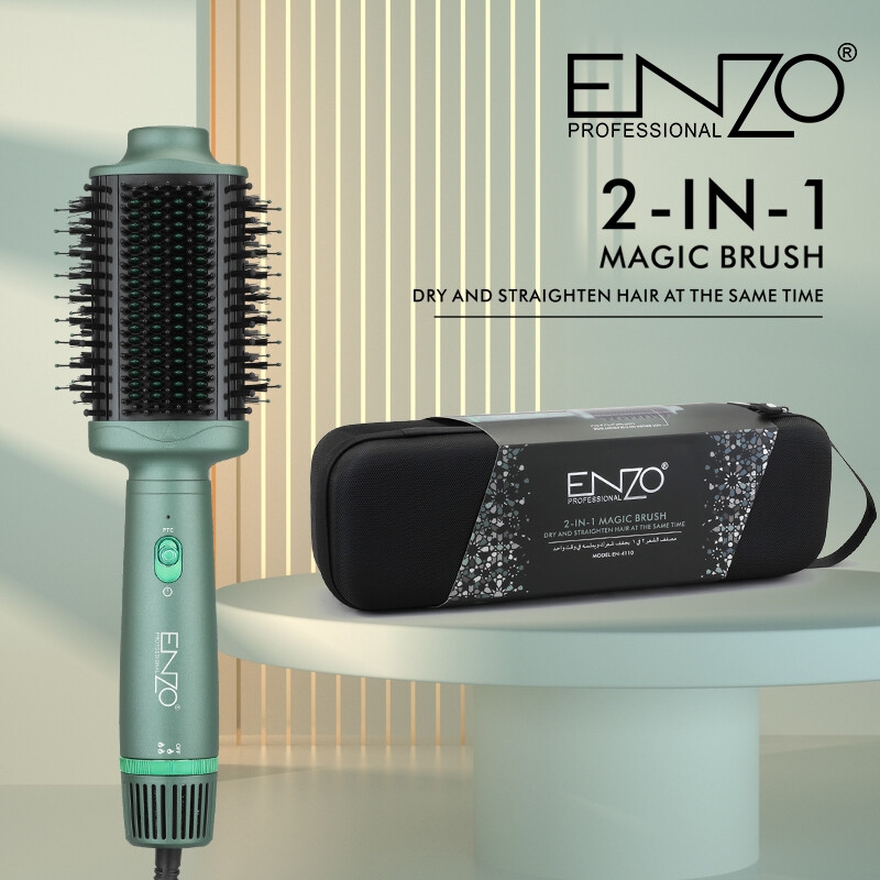 Enzo EN-4110 Brosse Sèche-cheveux électrique à air chaud à ions négatifs Brosse à lisser Peigne 1500W image