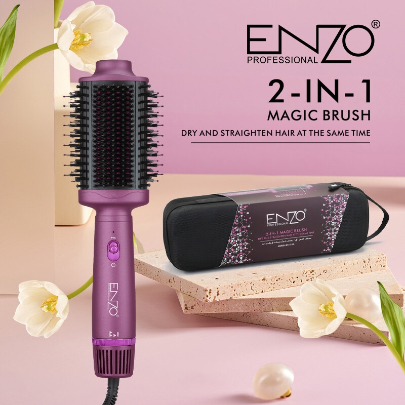 Enzo EN-4110 Brosse Sèche-cheveux électrique à air chaud à ions négatifs Brosse à lisser Peigne 1500W image