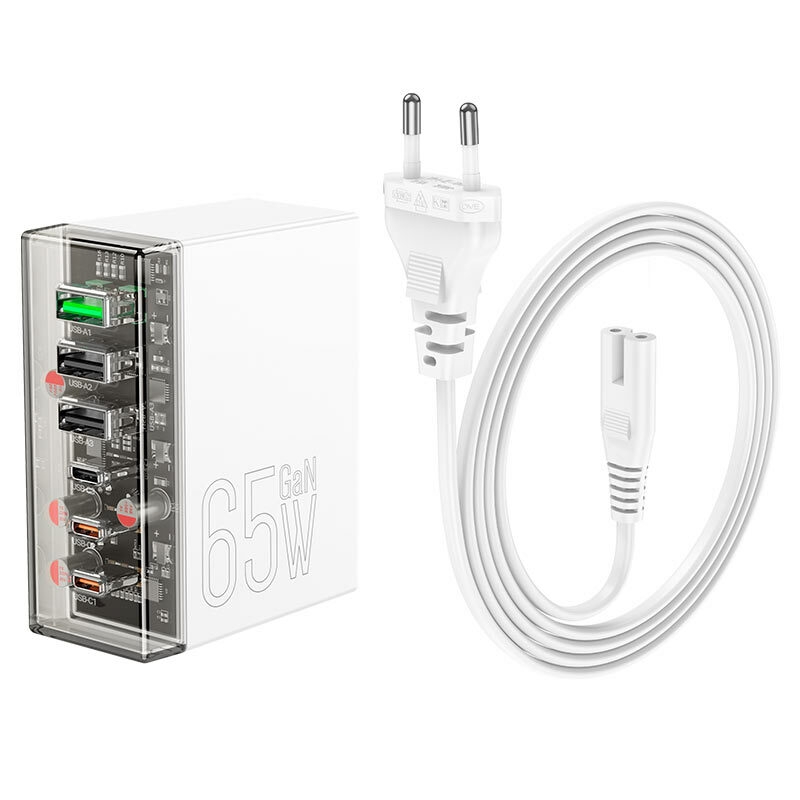 Hoco n36 fuerza gan pd65w 6 ports 3c3a chargeur fil ue