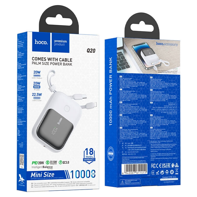 Banque d'alimentation entièrement compatible with the fontaine hoco q20 10000 mah emballage blanc