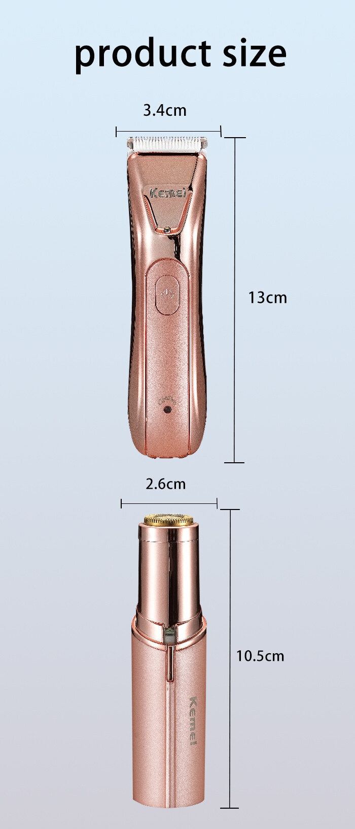 KEMEI km-259 2 In 1 Epilator Hair Trimmer Electric Shaver Hair Cutting Machine Lady Shaver Washable Body Hair Trimmer For Women manufacture