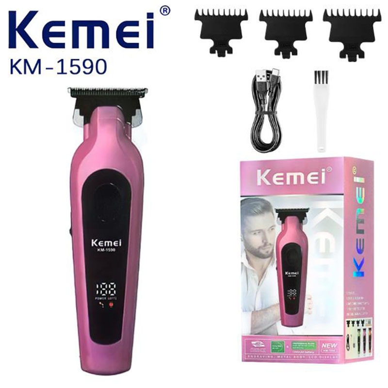 KEMEI KM-1590 Tondeuse électrique multifonctionnelle – Sans fil, écran LCD, batterie rechargeable image