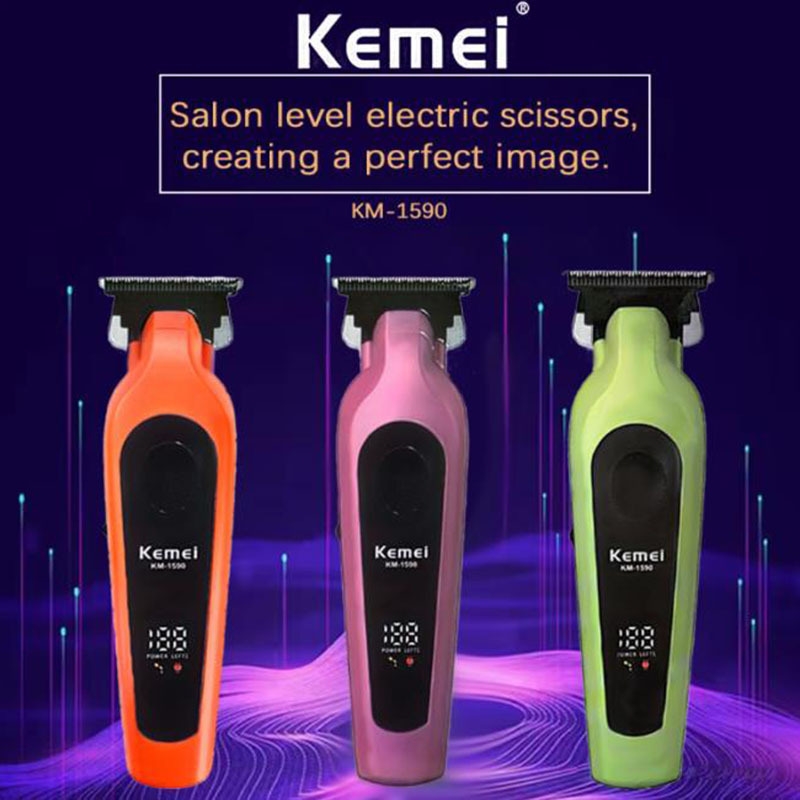 KEMEI KM-1590 Tondeuse électrique multifonctionnelle – Sans fil, écran LCD, batterie rechargeable image