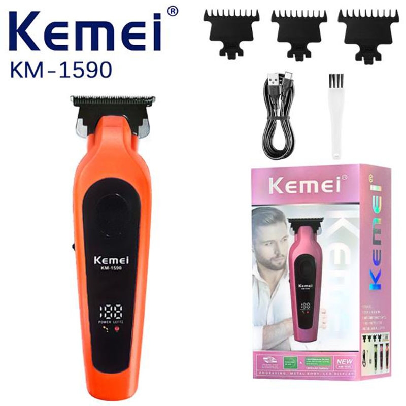 KEMEI KM-1590 Tondeuse électrique multifonctionnelle – Sans fil, écran LCD, batterie rechargeable image