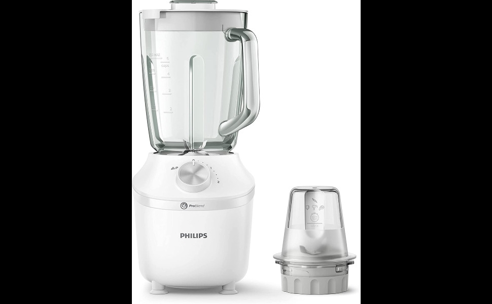 PHILIPS 3000 Series Blender HR2291/20, 2l maximum capacity,glass jar, 2 speed settings+pulse, White