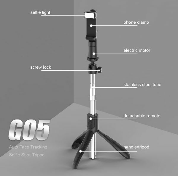 Auto Smart 360 Rotation Face Tracking 180 Degree Adjustment Stable Phone Tripod Selfie Stick supplier