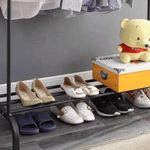 product_image_name-Générique-Penderie Double Barre En Métal Avec Etagère Pour Chausures - 50x100x155 Cm - Noir-3