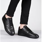 product_image_name-Pieno-Chaussure Homme Sneakers Tennis en Cuir Crocodile Style Classique Sport Plat Tendance 2025 Décontracté - Noir-1