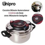 product_image_name-Unipro-Cocotte Minute Autocuiseur Inox 6 Litres Avec Minuterie - Compatible Tous Feux avec Ouverture Facile - UP-CM6G-1