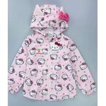 Veste coupe-vent fille – Motif Hello Kitty – Rose avec capuche oreilles & nœud