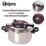 product_image_name-Unipro-Cocotte Minute Autocuiseur Inox 8 Litres Avec Minuterie - Compatible Tous Feux avec Ouverture Facile - UP-CM8G-1