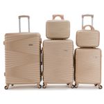 طقم 5 حقائب سفر - غير قابل للكسر - ذهبي