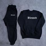 Ensemble  Blessed 2 Pieces Sweat-Shirt  et Pantalon En Coton hommes -noir