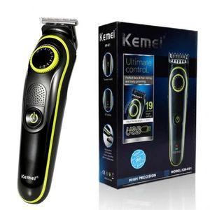 Kemei مجموعة أدوات تشذيب الشعر - 19 وضعية قابلة للتعديل - Km 691 - أسود