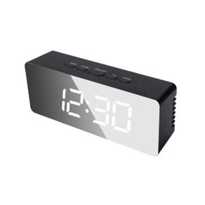 Réveil Digital LED avec Miroir – Horloge Multifonction USB Noir