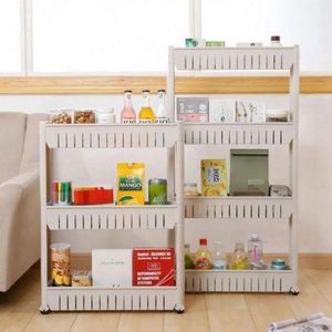 Ensemble 2 Étagères 3 et 4 niveaux, étagère de cuisine, étagère de salle de bain 3 et 4 étages, étagère sur pied, chariot multi-usages à roulettes