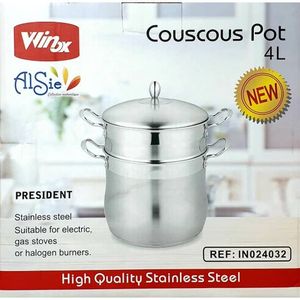 Batteries de cuisine 4pcs couscoussier sauteuse marmite casserole - inox  18/10 - Prix en Algérie