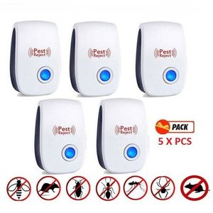 جهاز مبيد بالموجات فوق الصوتية الثوري (البعوض والجرذان والحشرات) - أبيض x5