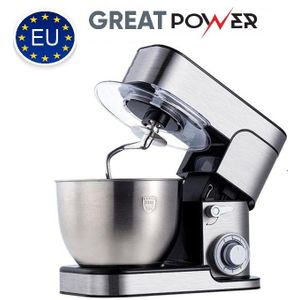 GREATPOWER Robot Pétrin Multifonctions En Acier Inoxydable 1500W -07L -silver