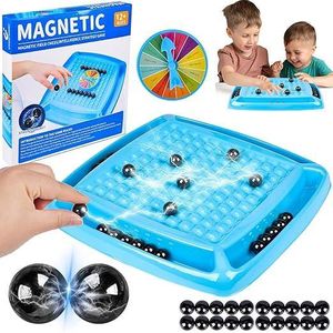 Jeu de Stratégie Magnétique – Plateau d’Échecs Magnétique avec Billes et Roue de Chance pour Enfants et Adultes