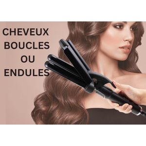 Fer Boucler,fer Onduler Cramique;boucleur 3 Tte,style De Cheveux Boucls  Onduls (or)