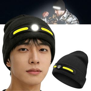 bonnet unisexe avec lampe frontale intégrée et lampe torche