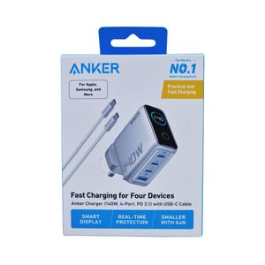 Anker Zolo 140W Chargeur Fast Charge , 4 ports , PD 3.1 avec câble USB-C Avec Smart Display
