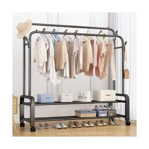 Penderie de vêtements à double barre avec deux étagers en métal NOIR