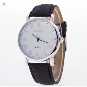 GENEVA ساعة رجالية - سوار جلد صناعي - كوارتز بني