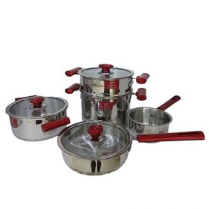 Batteries de cuisine 4pcs couscoussier sauteuse marmite casserole - inox  18/10 - Prix en Algérie