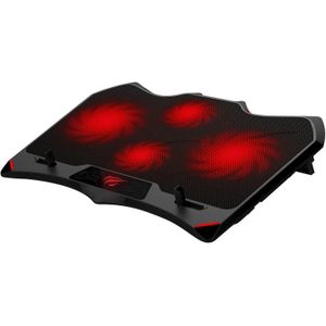 Havit Support de refroidissement coloré pour gamers - Table PC - double port USB, hauteur réglable, design tendance, compatible avec les ordinateurs portables 17 pouces, noir et rouge - HV-F2081