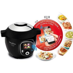 Moulinex كووكيو+ متصل طباخ ذكي متعدد البرامج 6 برامج، 200 وصفة 6 لتر أسود CE867810