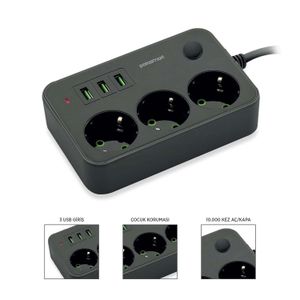 Multiprise LDNIO 3 Portes Ac + 3 Usb Chargeur 3.1A - Groupe Phone