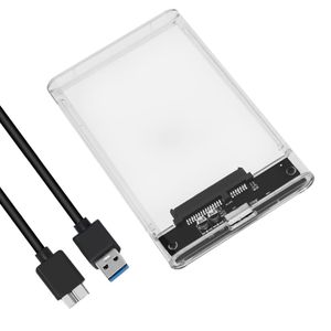 Boitier Disque Dur Externe transparent USB 3.0 2.5 pouces pour SATA HDD et  SSD