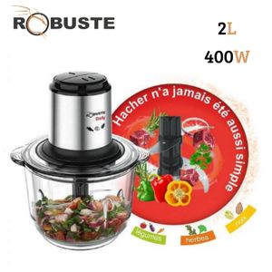 Robuste مفرمة متعددة الوظائف 400 واط، سرعتان، سعة 2 لتر مع وعاء زجاجي و4 شفرات من الستانلس ستيل - ديلي