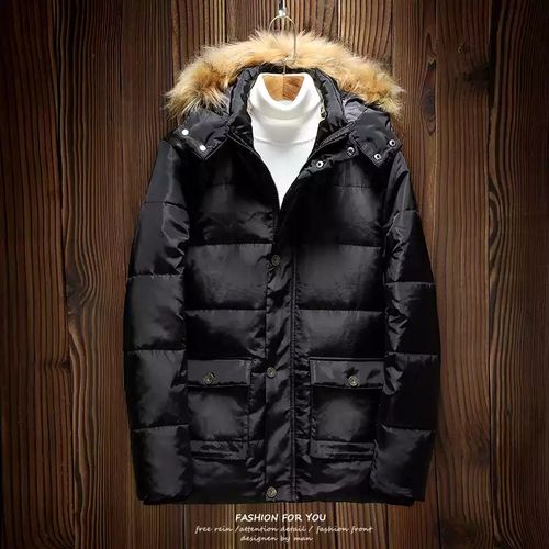 Parka Homme À Capuche Fourrure - Veste D'Hiver Homme -Noir -Suivre