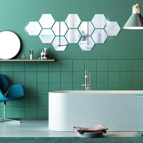 Miroir Murale Adhesif 24 Pièces Hexagone - Argent - Prix en Algérie