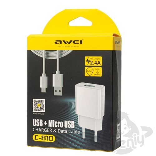 Chargeur 2.4A Usb + Micro Usb- Blanc - Prix en Algérie