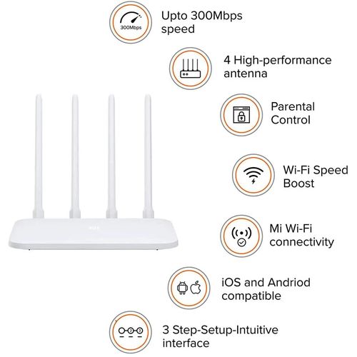 Mi 4C - Routeur Sans Fil 2,4Ghz - 300Mbps - Quatre Antennes - Blanc - Prix  en Algérie