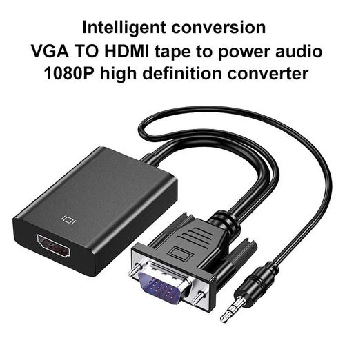 Adaptateur HDMI vers VGA convertisseur mâle vers femelle 1080P VGA vers  HDMI avec câble Audio 3.5 Jack pour ordinateur portable TV Box HDMI vers VGA