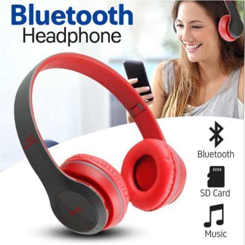 Casque Bluetooth sans fil avec microphone pliable pour TV/ordinateur/téléphone  rouge 