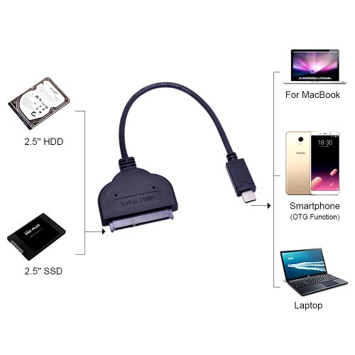 Câble USB 3.0 vers adaptateur SATA 22 broches 2,5 pouces SSD
