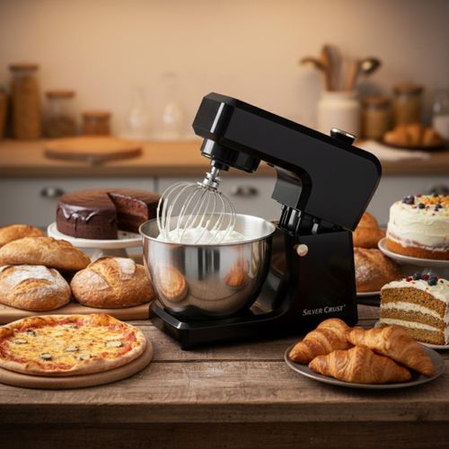 product_image_name-SILVER CRUST-روبوت عجان حلويات بخطاف مزدوج 1900 واط 8 لتر مع شاشة رقمية و3 برامج تلقائية مع وعاء من الفولاذ المقاوم للصدأ - SM1511T-6