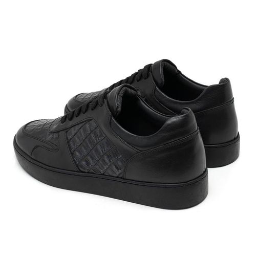 Chaussures type basket à lacets aspect cuir noir et semelle blanche pour  homme