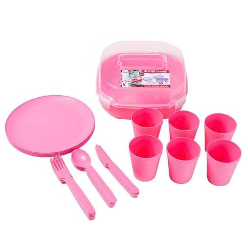 Set de pique-nique réutilisable 32 pièces pour 6 personnes, tasses,  assiettes