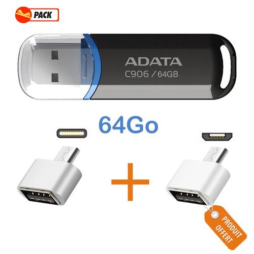 CLE USB A-DATA 64Go Noir