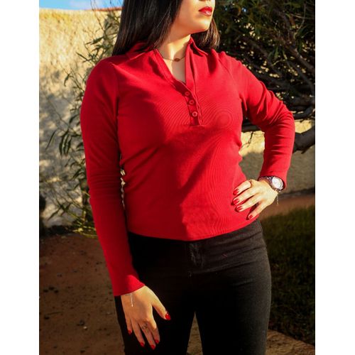 Pull manches longues rouge femme