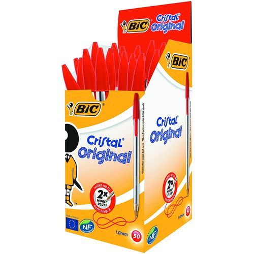 BIC Cristal Original Stylos-Bille Pointe Moyenne (1,0 mm) - Rouge