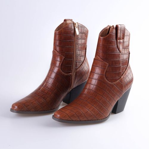 Bottine Santiag Femme Simili cuir - Marron - Prix en ...